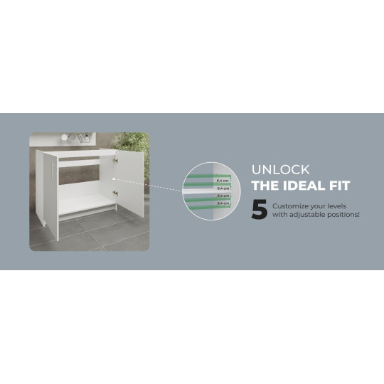 Kitchen Base Sink Unit 1000mm Storage Cabinet With Doors 100cm - White Gloss