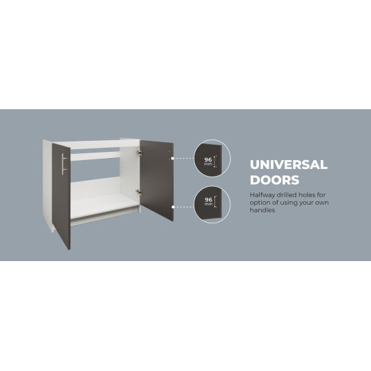 Kitchen Base Sink Unit 1000mm Storage Cabinet With Doors 100cm - White Gloss