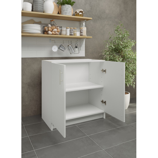 Kitchen Base Unit 800mm Storage Cabinet & Doors 80cm - White Matt (No Worktop)