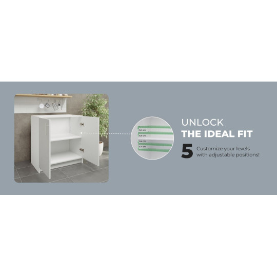 Kitchen Base Unit 800mm Storage Cabinet With Doors and Shelf 80cm - White  Gloss
