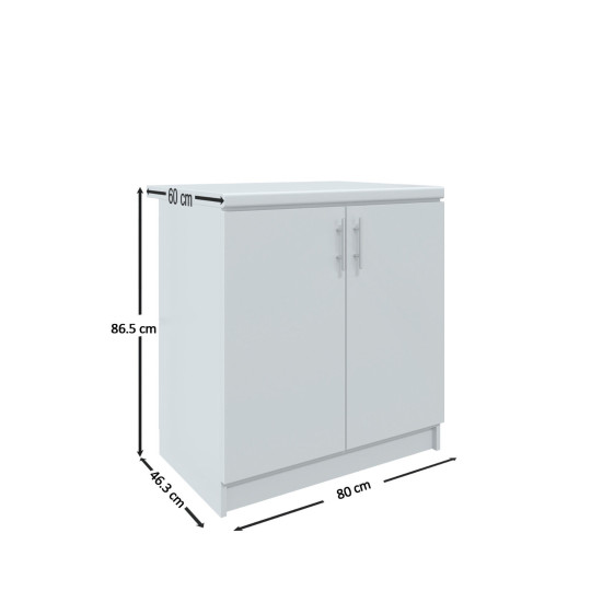 Kitchen Base Unit 800mm Storage Cabinet & Doors 80cm - White Gloss With Worktop