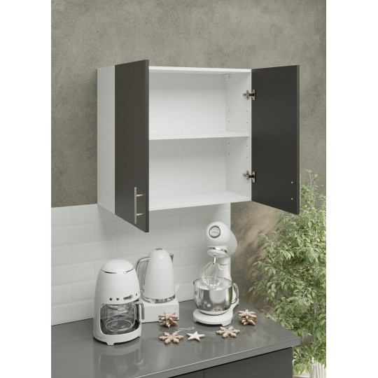 Kitchen Wall Unit 800mm Storage Cabinet With Doors Shelf 80cm - Dark Grey Matt