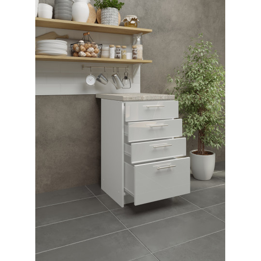 Kitchen Base Drawer Unit 500mm Cabinet & Fronts 50cm - White Gloss With Worktop
