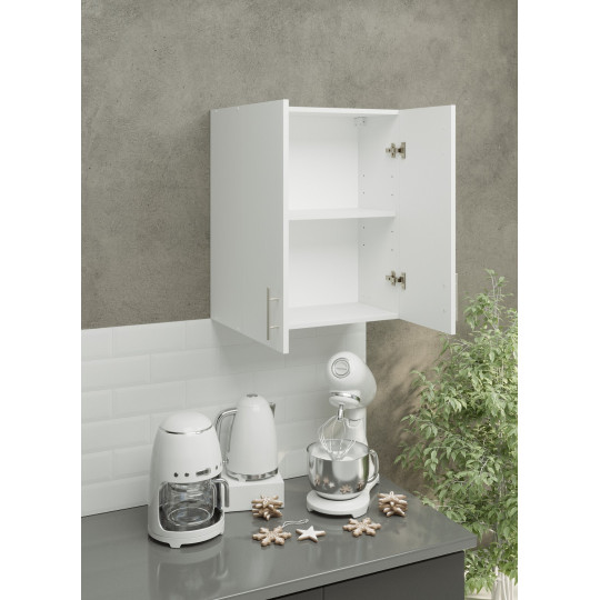 Kitchen Wall Unit 600mm Storage Cabinet With Doors and Shelf 60cm - White Matt