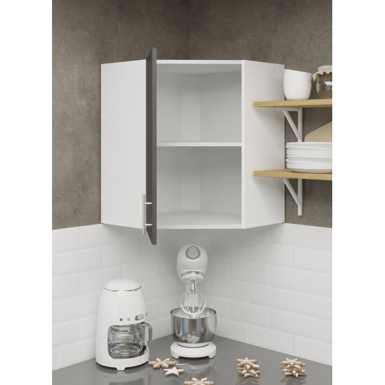 Kitchen Wall Corner Unit 600mm Cabinet With Door and Shelf 60cm - Dark Grey Matt
