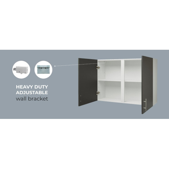Kitchen Wall Unit 1000mm Storage Cabinet With Doors and Shelf 100cm - White Matt
