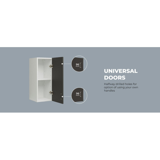 Kitchen Wall Cabinet 300mm Wall Mounted Upper Cupboard Unit - Grey Matt