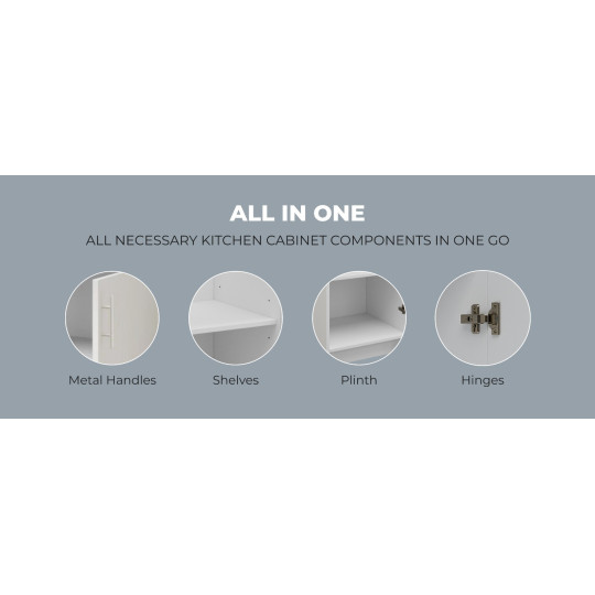 Kitchen Base Tall Ladder Unit 400mm With Doors 40cm - White Matt