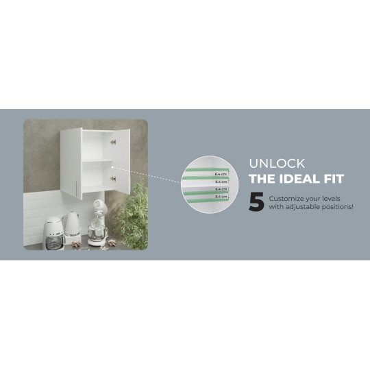 Kitchen Wall Unit 600mm Storage Cabinet With Doors and Shelf 60cm - White Matt