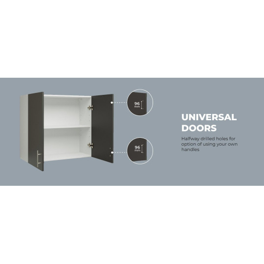 Kitchen Wall Unit 800mm Storage Cabinet With Doors and Shelf 80cm - Grey Matt