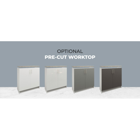 Kitchen Base Sink Unit 800mm Storage Cabinet With Doors 80cm - Grey Matt