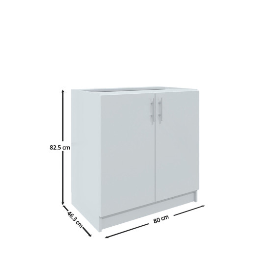 Kitchen Base Unit 800mm Storage Cabinet & Doors 80cm - White Gloss (No Worktop)