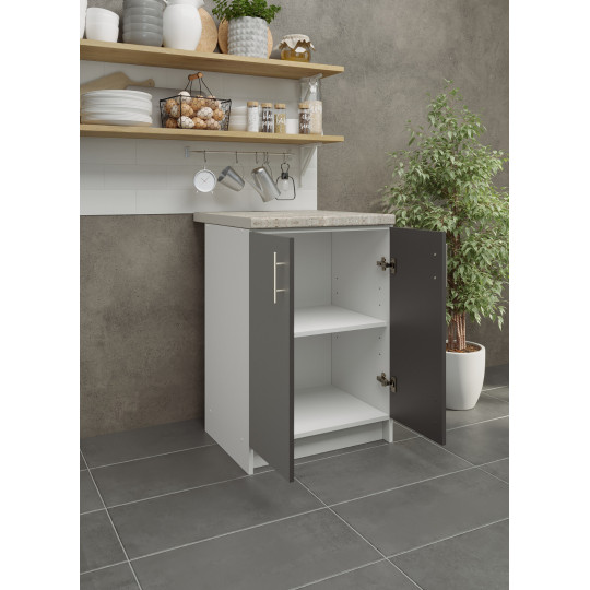 Kitchen Base Unit 600mm Storage Cabinet & Doors 60cm Dark Grey Matt With Worktop