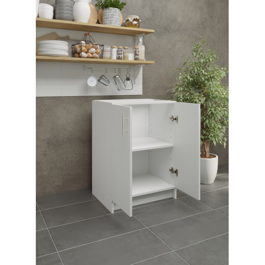Kitchen Base Unit 600mm Storage Cabinet & Doors 60cm - White Matt (No Worktop)