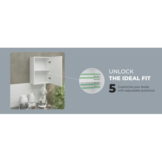 Kitchen Wall Unit 500mm Storage Cabinet With Door and Shelf 50cm - Grey Matt