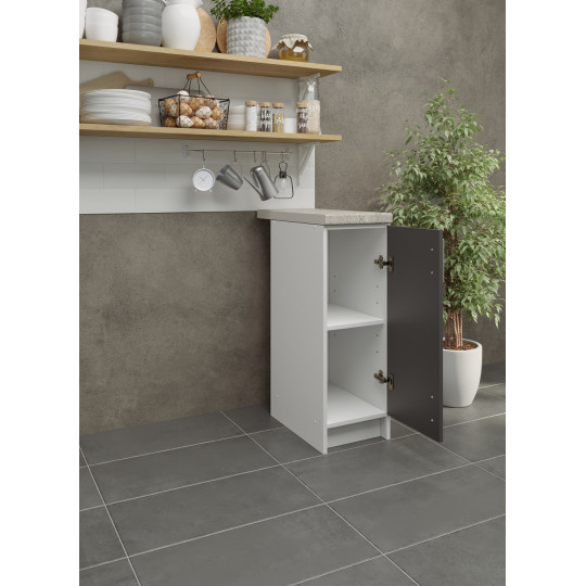 Kitchen Base Unit 300mm Storage Cabinet & Doors 30cm Dark Grey Matt With Worktop
