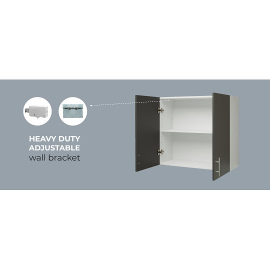 Kitchen Wall Unit 800mm Storage Cabinet With Doors and Shelf 80cm - Grey Matt