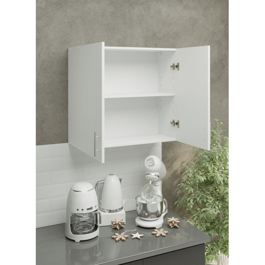 Kitchen Wall Unit 800mm Storage Cabinet With Doors and Shelf 80cm - White Matt