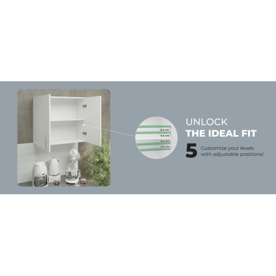 Kitchen Wall Unit 800mm Storage Cabinet With Doors and Shelf 80cm - Grey Matt
