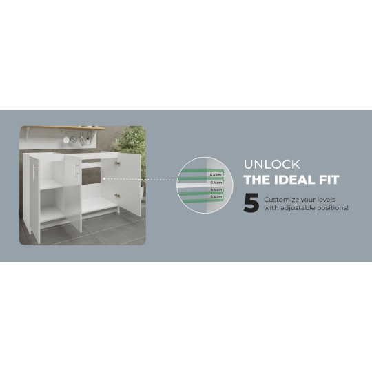 Kitchen Base Sink Unit 1200mm Storage Cabinet With Doors 120cm - White Matt
