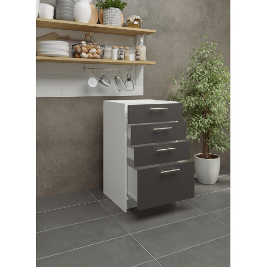 Kitchen Base Drawer Unit 500mm Cabinet & Fronts 50cm Dark Grey Matt (No Worktop)
