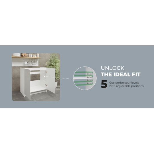 Kitchen Base Sink Unit 800mm Storage Cabinet With Doors 80cm - White Gloss
