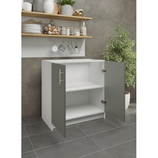 Kitchen Base Unit 800mm Storage Cabinet & Doors 80cm - Grey Matt (No Worktop)