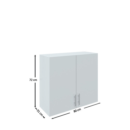Kitchen Wall Unit 800mm Storage Cabinet With Doors and Shelf 80cm - Grey Matt