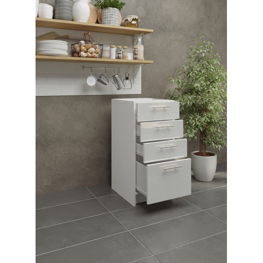 Kitchen Base Drawer Unit 400mm Cabinet & Fronts 40cm - White Gloss (No Worktop)