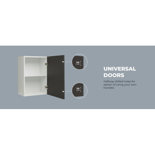 Kitchen Wall Unit 500mm Storage Cabinet With Door and Shelf 50cm - Grey Matt