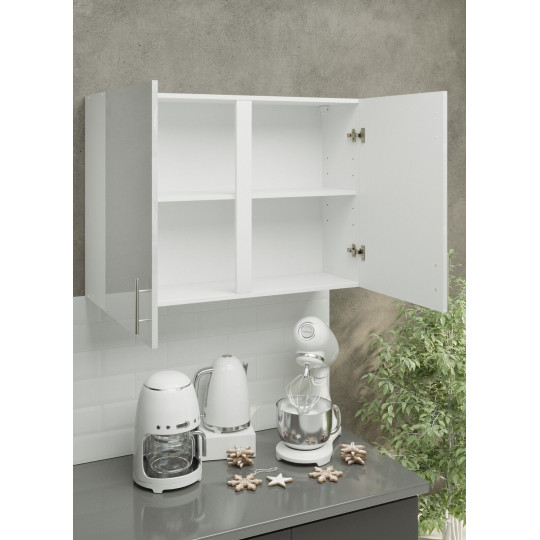 Kitchen Wall Unit 1000mm Storage Cabinet With Doors Shelf 100cm - White Gloss