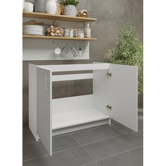Kitchen Base Sink Unit 1000mm Storage Cabinet With Doors 100cm - White Gloss